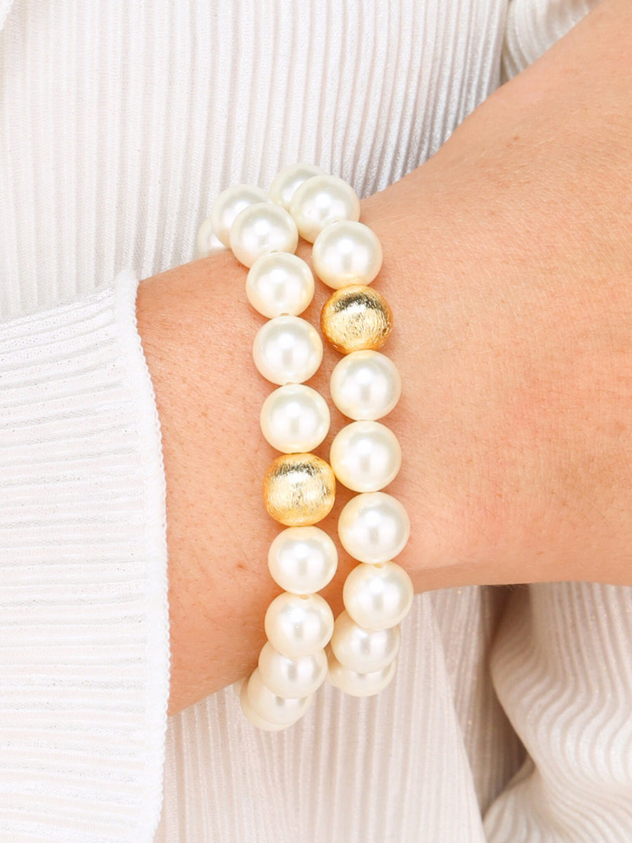 White Pearl Mala Beaded Bracelet White Pearl