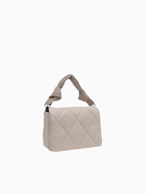 SRB26779 Quilted Flap Bag White White