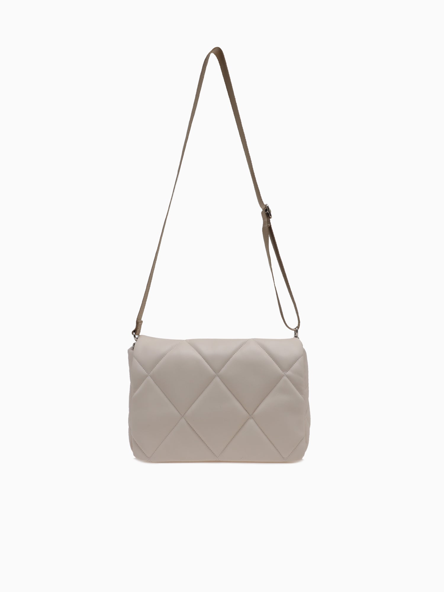 SRB26779 Quilted Flap Bag White White