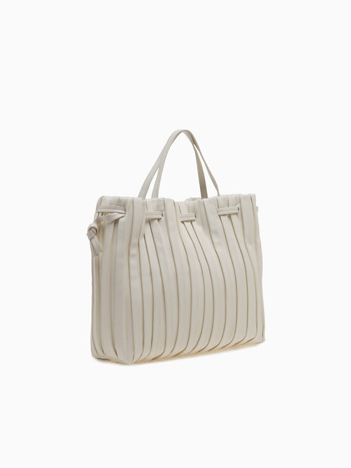 SRB26793 Pleated Shopper White White