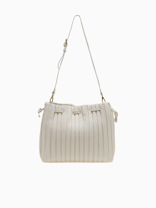 SRB26793 Pleated Shopper White White