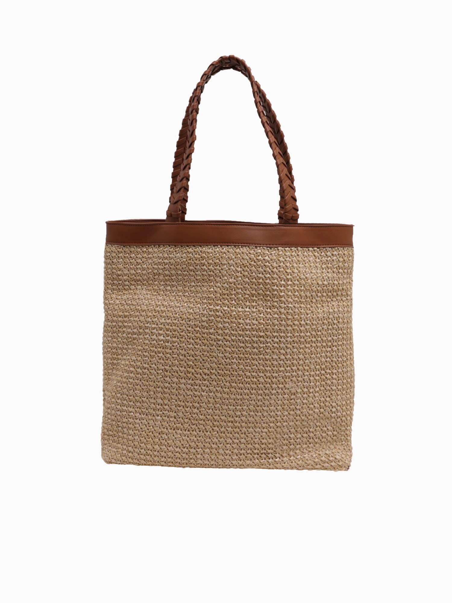 JK111ST Avery Straw Tote Cognac Vegan Cognac