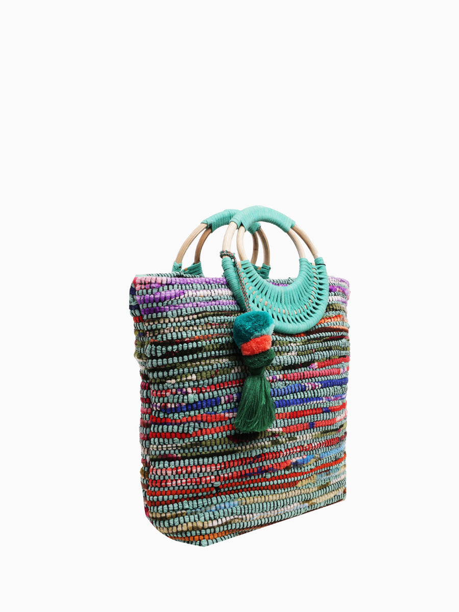 AB21121 Ocean Upcycled Handwoven Tote B Blue