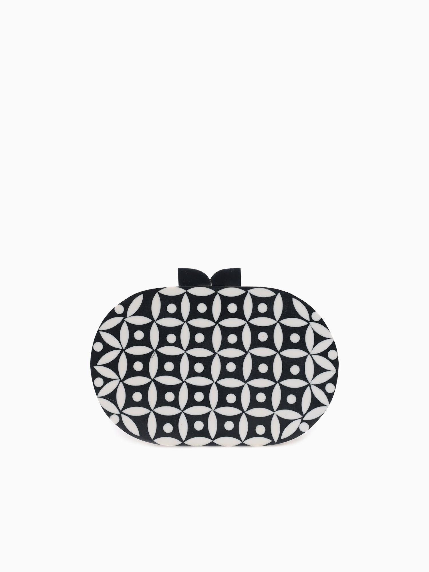 Oval Box Bag Black White Black Multi