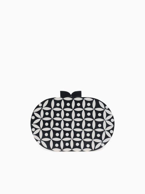 Oval Box Bag Black White Black Multi