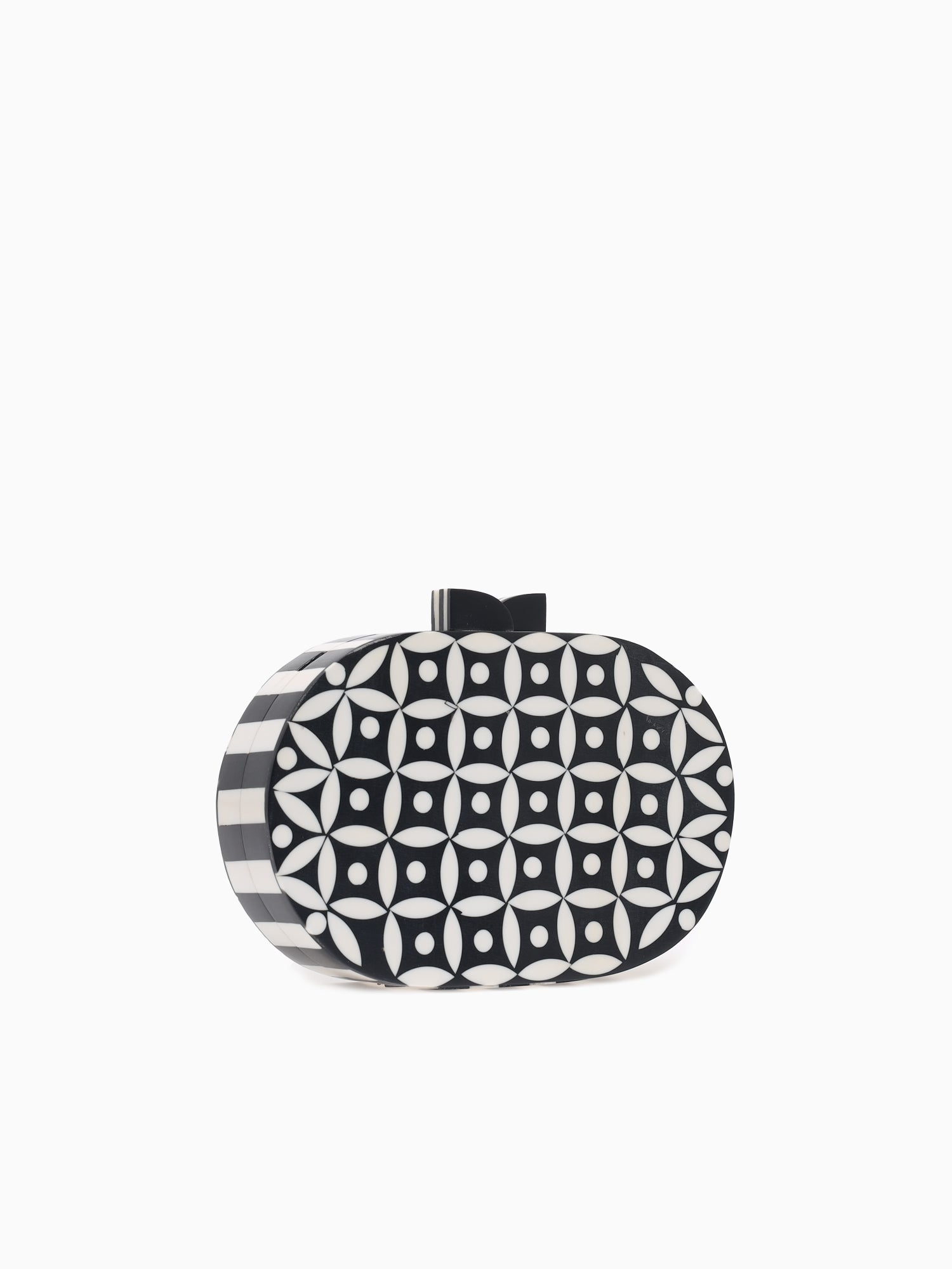 Oval Box Bag Black White Black Multi