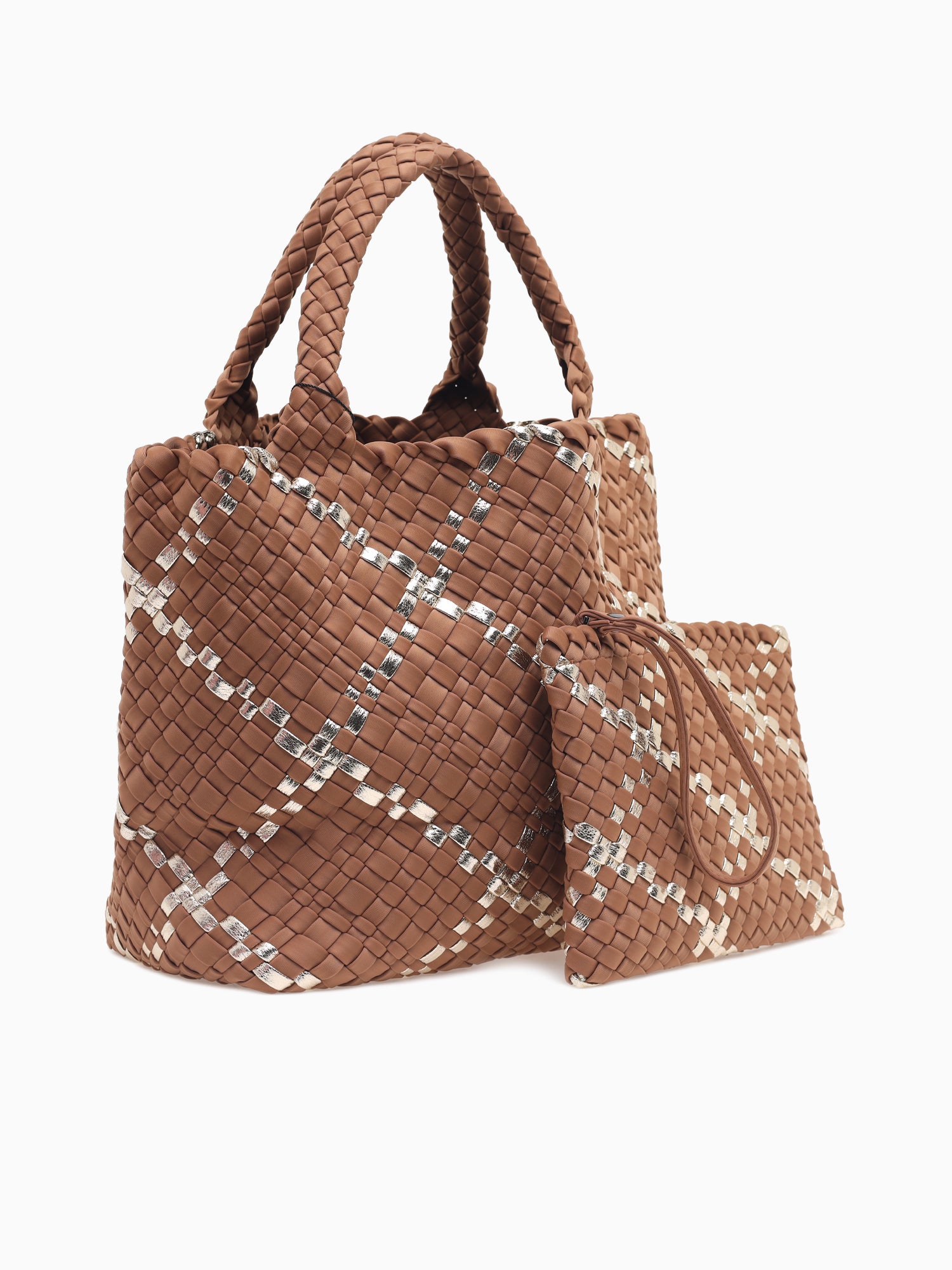 Woven Tote Brown Brown